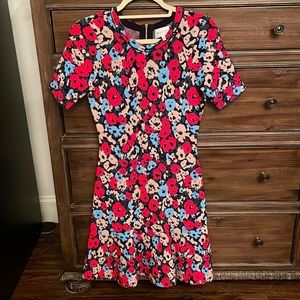 Milly floral red stretchy fitted dress